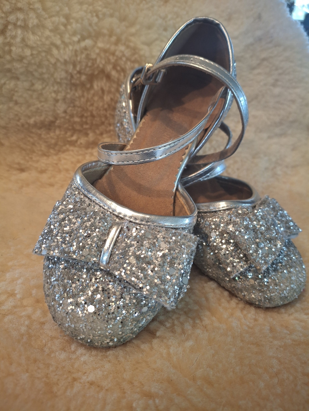 Sparkle Bow Mary Jane Dress Shoes for Girls - Silver